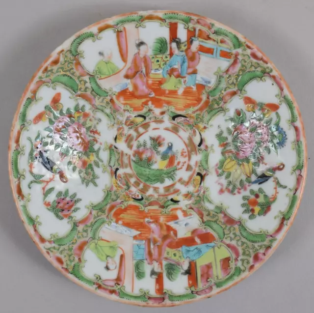 Rose Mandarin Chinese Porcelain Plate Qing Dynasty 19th Century