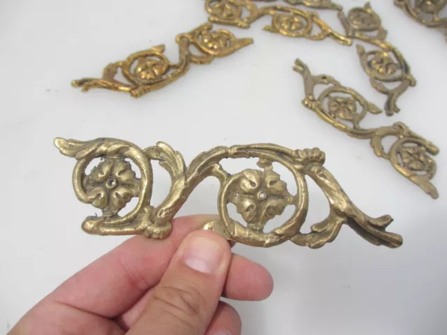 Antique Brass Furniture Ormolu Trim Hardware Mount Old Victorian 5.5"W - £5each
