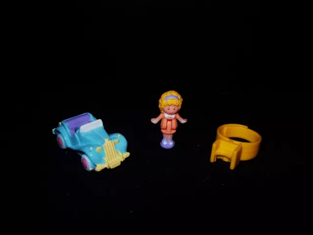 EUC 100% Comp (ULTRA RARE Blue Vari) Polly Pocket  Polly's Sports Car Ring 1989