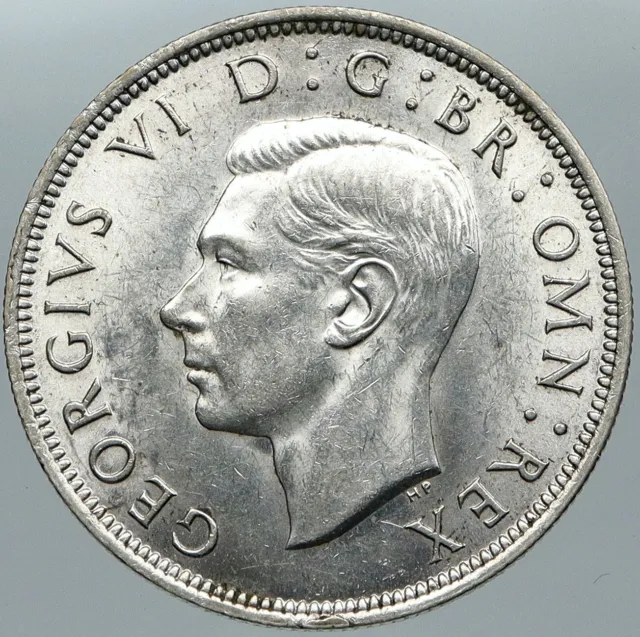 1944 Great Britain United Kingdom UK GEORGE VI OLD Silver Half Crown Coin i88575