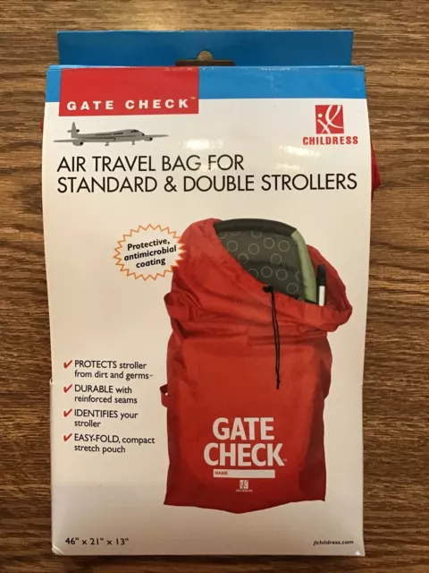 NEW J.L. Childress Gate Check Bag for Standard & Double Strollers Red Air Travel