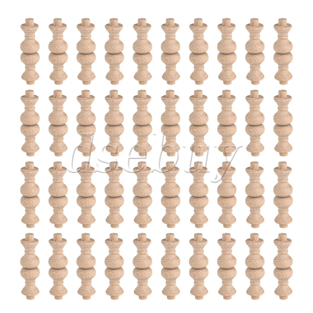 40Pieces Roman Wooden Column 2.56x0.71inch Wood Color for Home DIY Decoration