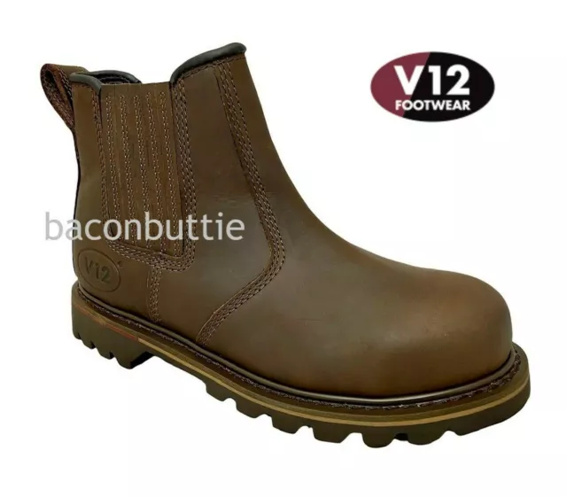 Mens Leather V12 Rawhide Chelsea Dealer Slip On Work Safety Ankle Boots Shoes Sz