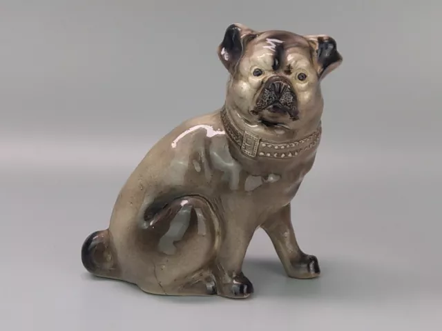 Antique Pug Dog figurine Scottish Bo'ness Pottery