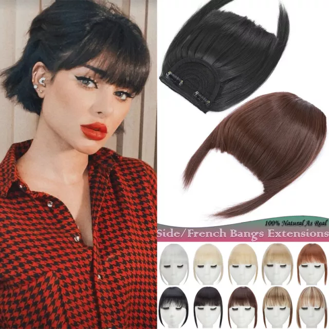 US Natural Fringe Bangs Clip In Hair Extensions One Piece Straight Real as Human