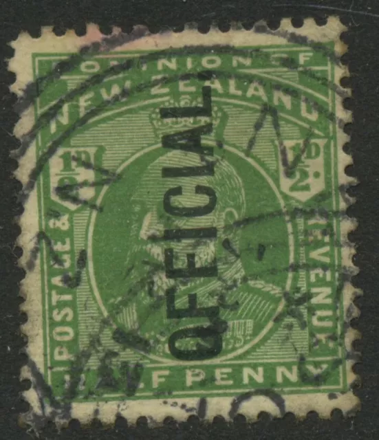 KEVII Half Penny Green Dominion of New Zealand Overprint Official Used Stamp 01