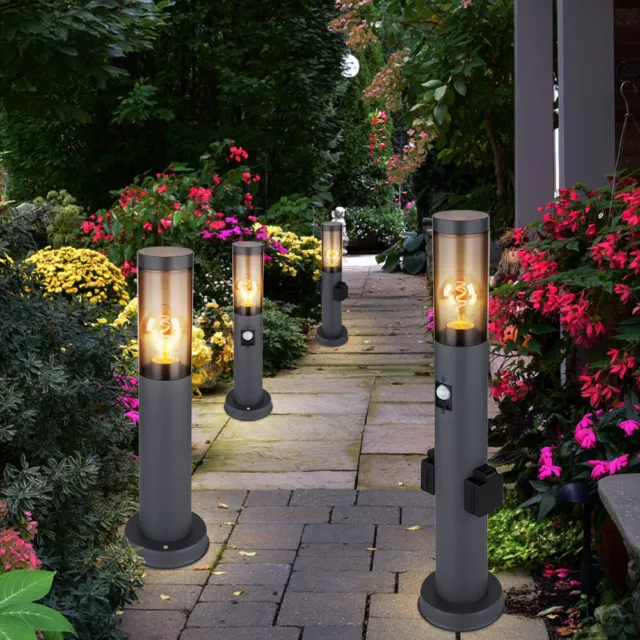 Borne Lumineuse Lampadaire Détecteur Prises LED Lumière Extérieure Erdspitz