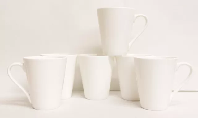 White Fine Bone China Mugs Set of 6 Richmond 12oz 350 ml Plain Tea Coffee Cups 3