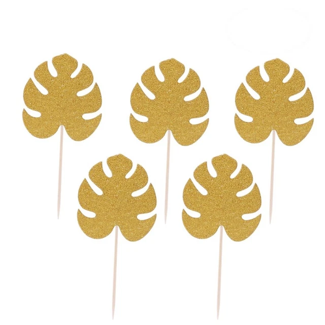 20 pezzi Monstera Leaf Cake Topper foglie di palma tropicale cupcake topper