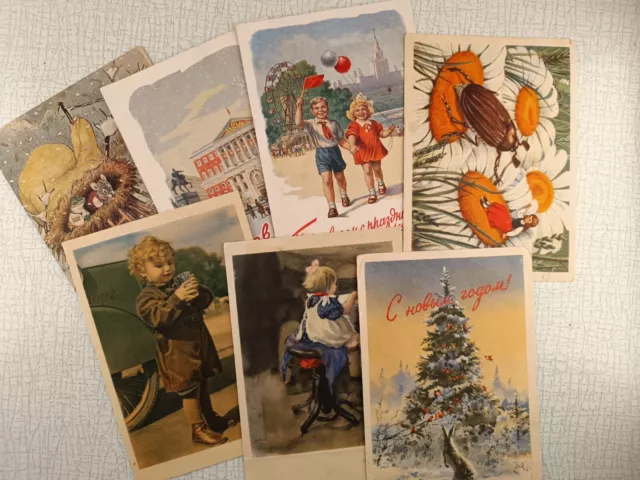 Vintage Soviet set of 7 Postcards USSR 50s