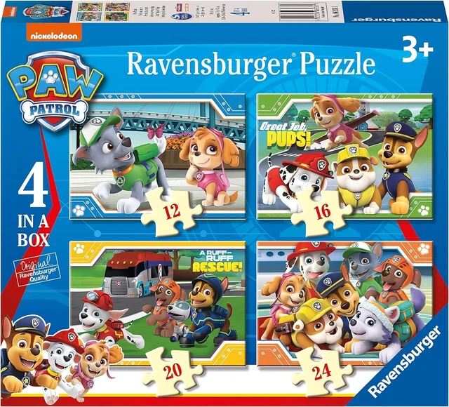 RAVENSBURGER PAW PATROL 4 In Box 12 16 20 24 Pieces Jigsaw Puzzles For ...