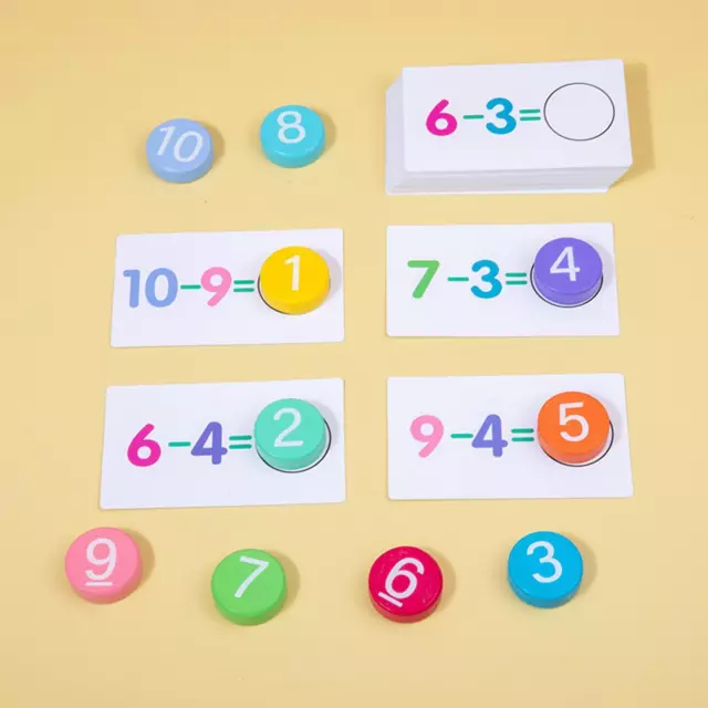 Addition Subtraction Math Game Math Educational 46 Flash Cards Wooden Number