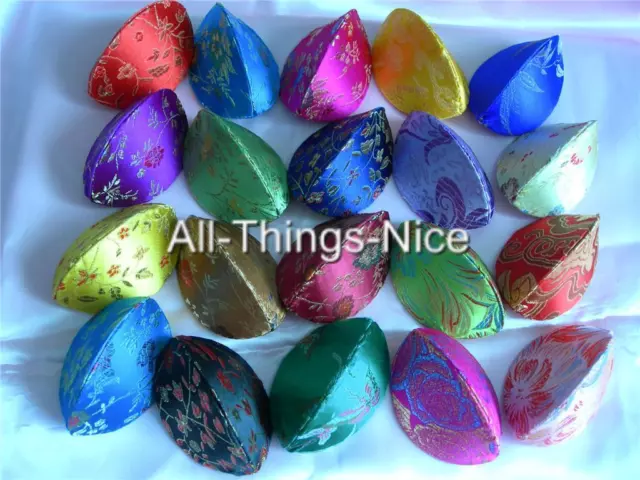10 Silk 7cm PURSE GIFT BOXES Pendant Necklace Earrings Ring Chains Gem Jewellery