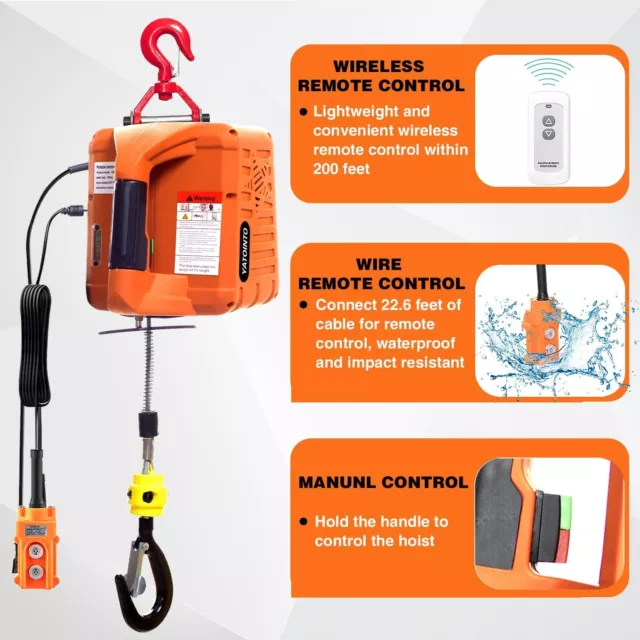 3 in 1 Electric Hoist Winch, 1100lbs Portable Electric Power Winch with Wire 3