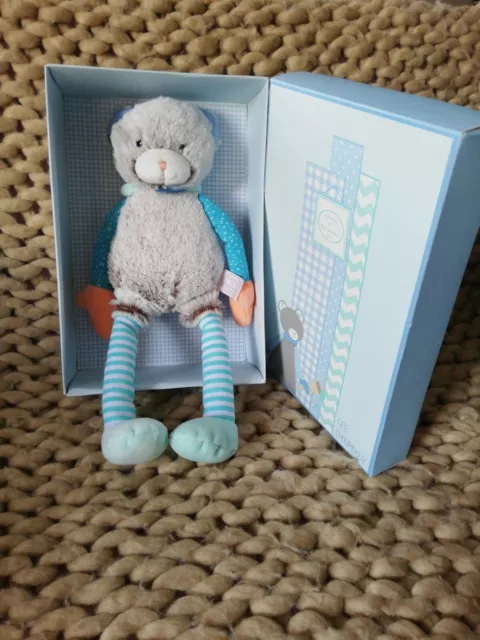 🧸DOUDOU ET COMPAGNIE Ours LES CHOUPIDOUX Bleu Échine Orange grand modèle NEUF