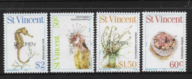 ST VINCENT 1982 MARINE LIFE Set of  4v SPECIMEN OPT MNH