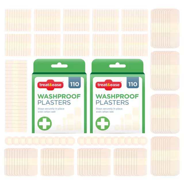 220 Assorted Washproof Plasters Waterproof Breathable Adhesive First Aid Healing