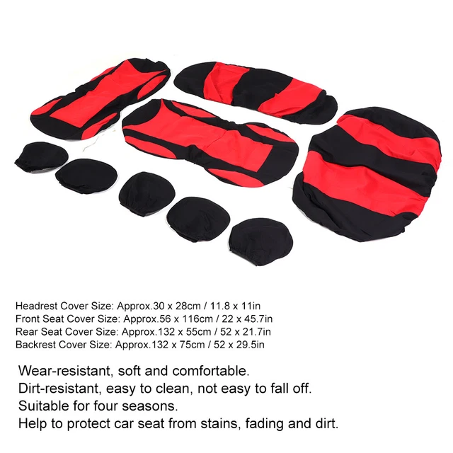9pcs Housse De Protection De Siège De Voiture Accessoire Intérieur Pour 5 Places