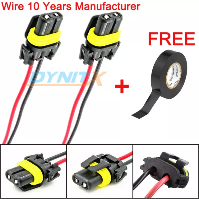 HB4 9006 Dynitx Wire Harness Pigtail Female Lamp Fog Light Socket Plug Adapter