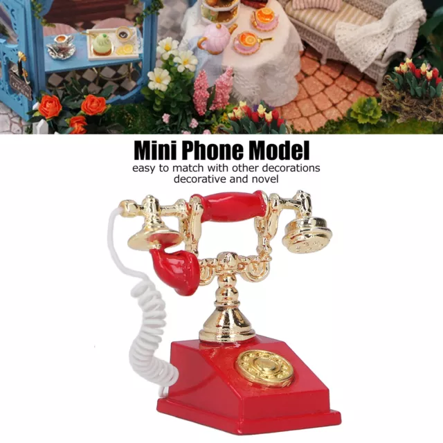 European Vintage Dollhouse Telephone Retro Alloy Mini Dollhouse Telephone