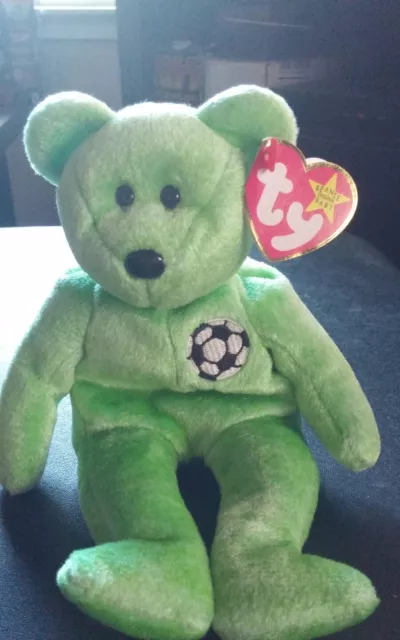 TY BEANIE BABY VERY RARE KICKS BEAR Collectible with Tag Errors.1998