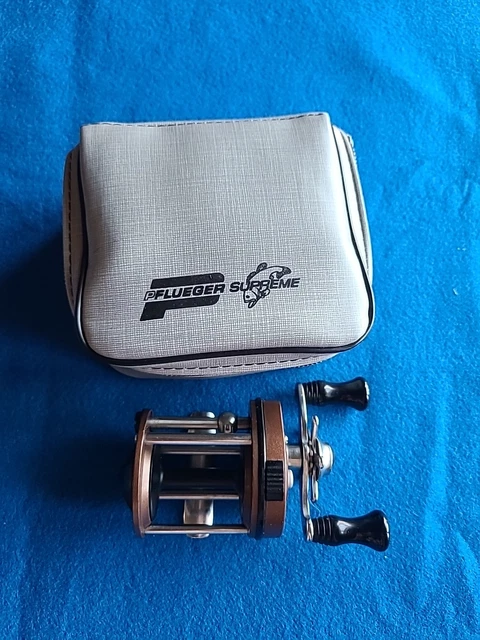 VINTAGE PFLUEGER SUPREME 610B Wide Spool Brown With Case