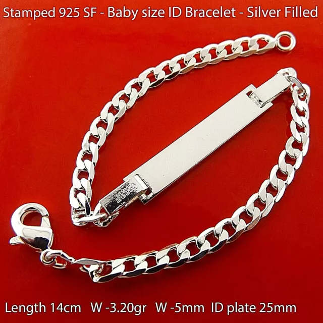 ID Bracelet 925 Sterling Silver Filled initial Identification Baby Kids Bangle