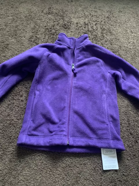 BNWT M&S Girls Age 4-5 Years Purple Zip Up Fleece Jacket