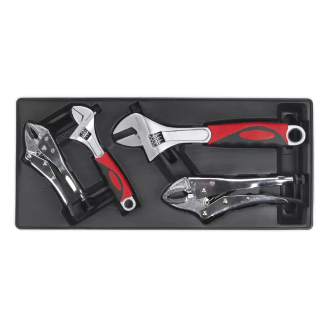 Sealey Tbt04 Tool Tray With Locking Pliers And Adjustable Wrench Set 4Pc
