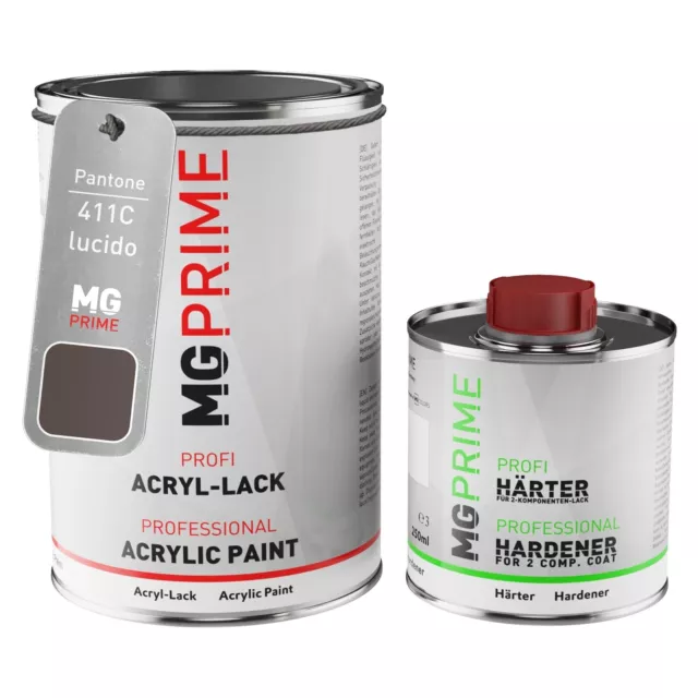 Pantone 411C Grey lucido Vernice acrilica 1,5 litri in barattolo incl. indurente