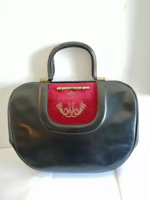 Roberta Di Camerino - borsa a mano in pelle nera e in velluto Bevilacqua anni 50 2