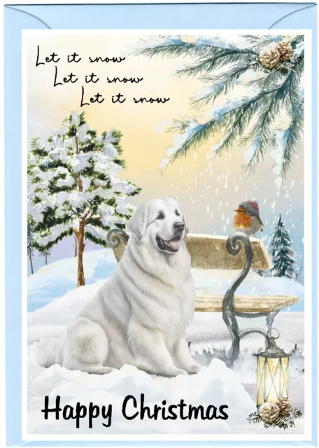 Pyrenean Mountain Dog A6 (4"x 6") Christmas Card (Blank inside) by Starprint