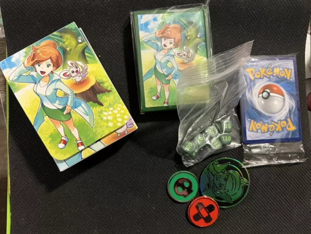 Pokemon Professor Juniper - 65 Sleeves, Deck Box,Coins,Dice & sealed Promo cards