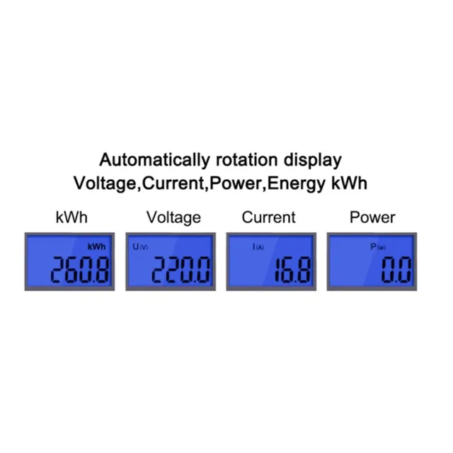 Misuratore di energia LCD retroilluminato con montaggio su guida DIN per visuali