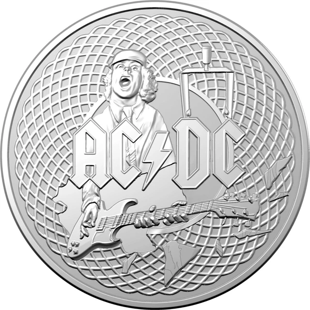 NEW - 2023 AC/DC $1 ONE DOLLAR 1 oz SILVER FROSTED UNCIRCULATED COIN ...