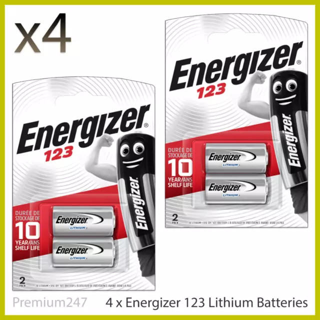 4 x Energizer CR123 CR123A 123 3v Lithium Photo Battery Longest Expiry Date