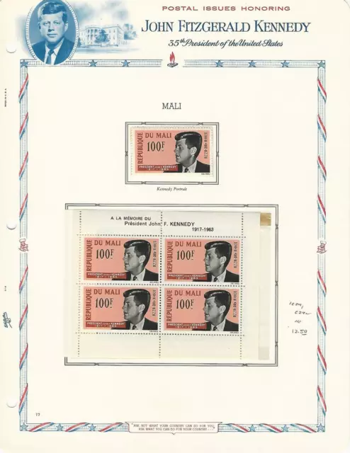 Mali, Postage Stamp, #C24, C24a Mint NH, 1963 John F Kennedy, JFZ