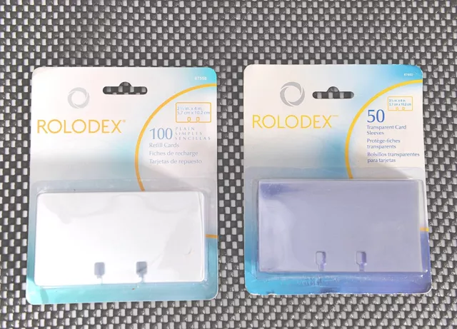 100 Rolodex Refill File Cards 50 Protectors Sleeves 2.25 X 4