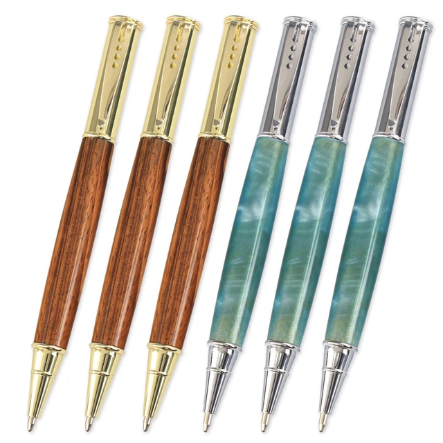 Kit de bolígrafos Wordsmith, variedad dorada y cromada, paquete de 6, torneado en madera heredado