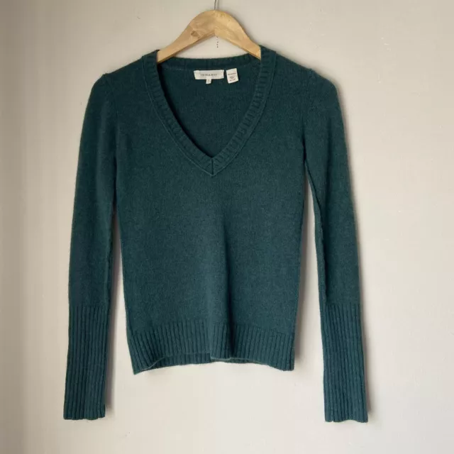 Inhabit Women’s Cashmere V Neck Sweater Pullover Size S Green