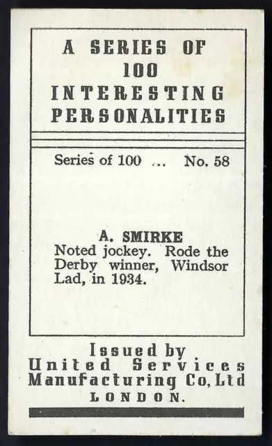United Services - Interesting Personalities - #58 A Smirke, Horse Racing 2