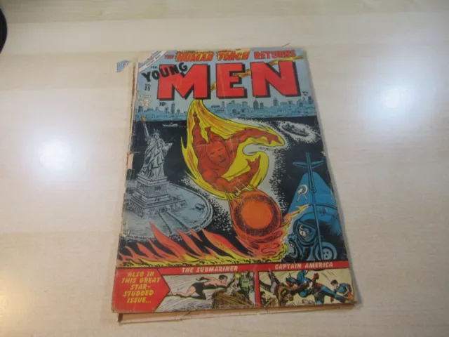 Young Men #25 Atlas Golden Age Human Torch Returns Captain America Sub Mariner