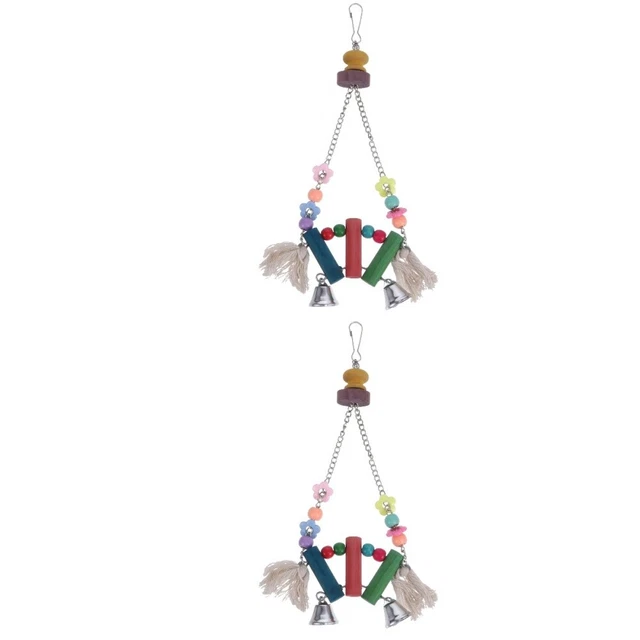 2 Pieces Hölzern Papagei Spielzeug Vogelständer Beißspielzeug Aus Holz
