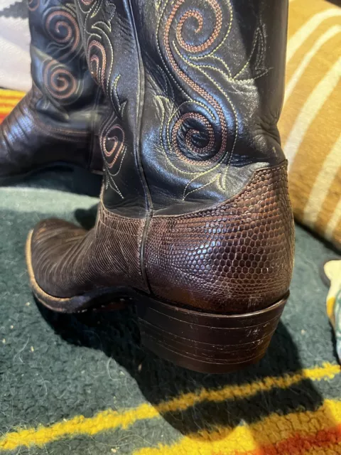 VINTAGE MEN’S JUSTIN Lizard Cowboy Boots - Burgundy Size 9 $89.00 ...