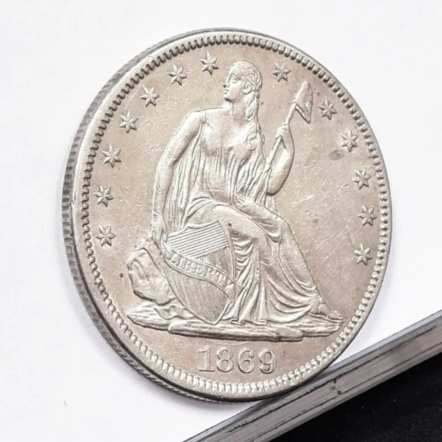 1869 Liberty Seated Half Dollar - Ch AU Details, Cleaned (#48913-L)
