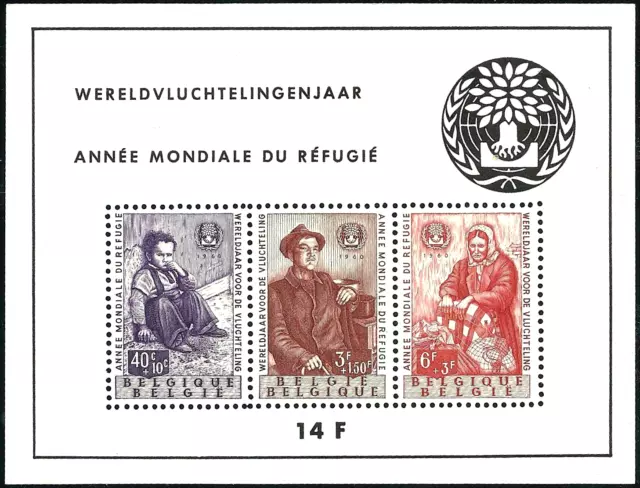 BELGIUM 1960 World Refugee Year SEMI-POSTAL  Souvenir Sheet SC#B662a MNH