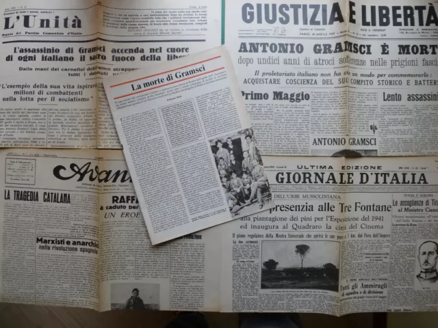 Grandi fatti 1937 La morte di Gramsci,L'Unità,Avanti!,Il Giornale d'Italia