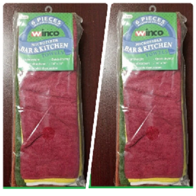 Winco BTM-16AC Square Microfiber Bar Towels in Multiple Colors 12 towels New