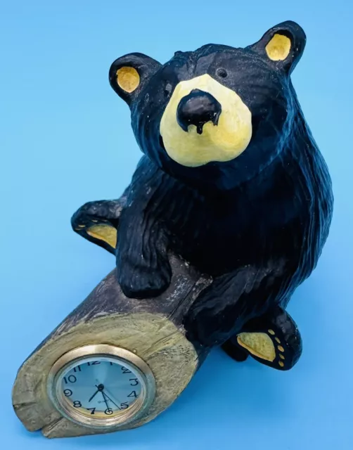 Black Bear Desk Clock Bear Tree Trunk Montana Artist Jeff Flemming Bearfoots