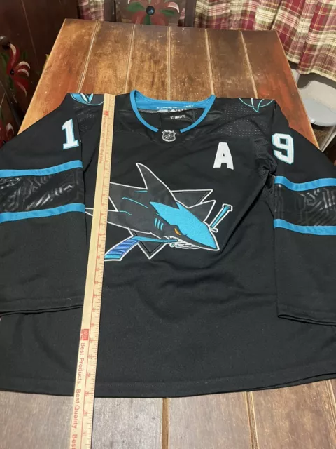 ADIDAS SAN JOSE Sharks Joe Thornton #19 Black Jersey Size 46 Hockey ...